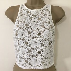 LUSH Urban Outfitters White Lace Crop Top Sz. M